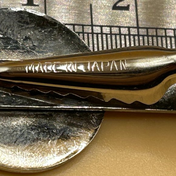 Vintage Made in Japan Silver and Black Lucky Number 13 Mens Tie Clip Clasp - Picture 5 of 5